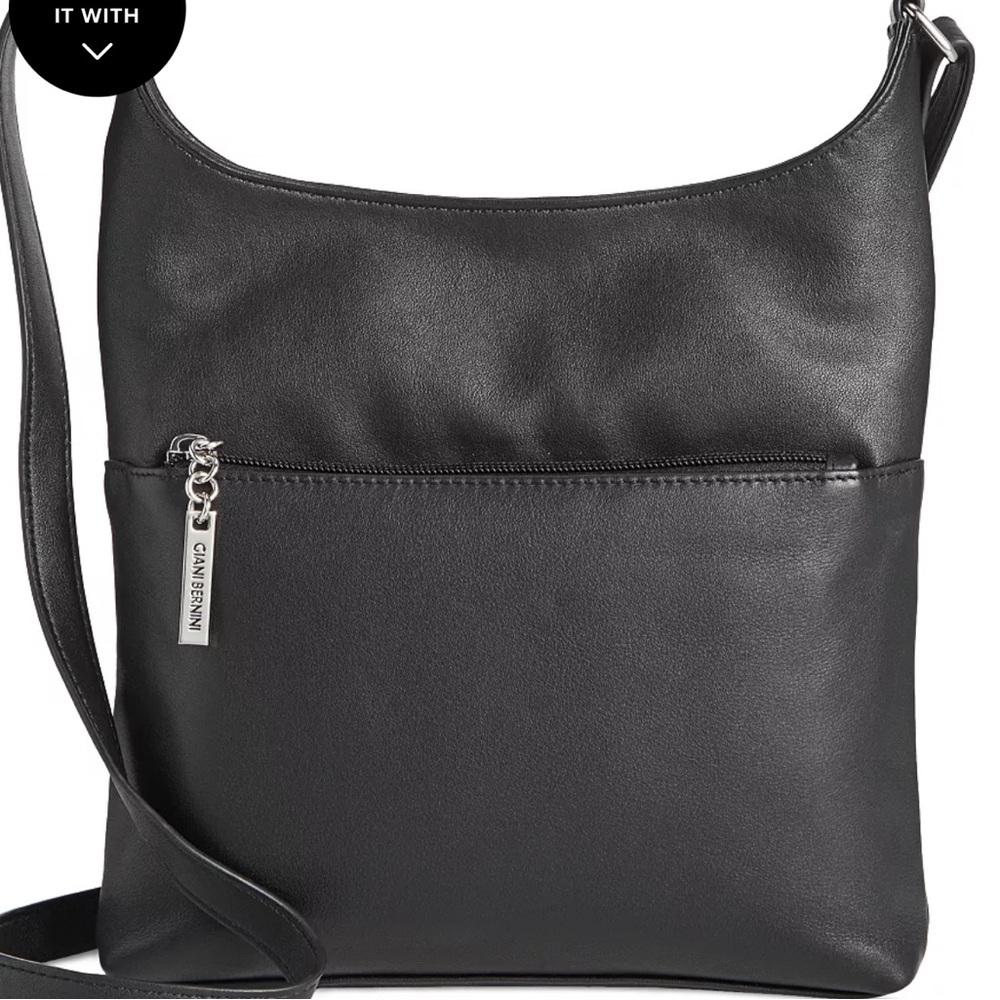 NEW GIANNI BERNINI BLACK SOFT LEATHER NAPPA XB CROSSBODY